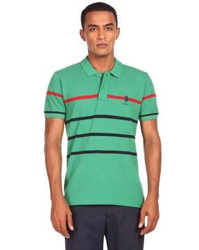 striped cotton polo t-shirt