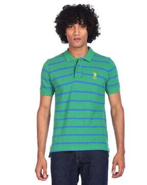striped cotton polo t-shirt