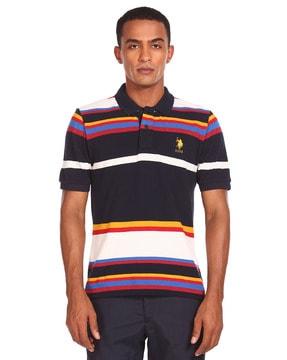 striped cotton polo t-shirt