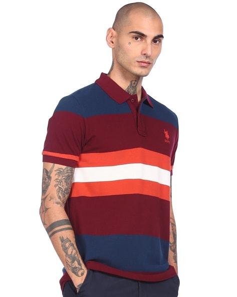 striped cotton polo t-shirt