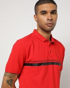 striped cotton polo t-shirt