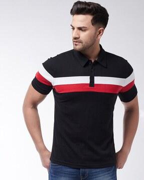 striped cotton polo t-shirt