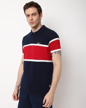 striped cotton polo t-shirt