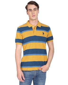 striped cotton polo t-shirt