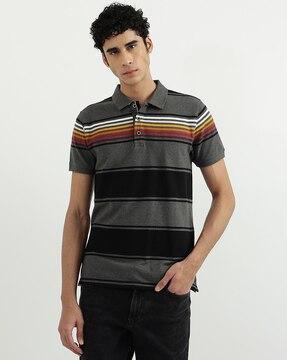 striped cotton polo t-shirt