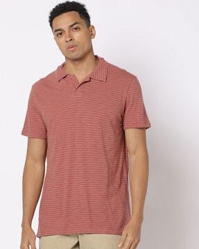 striped cotton polo t-shirt