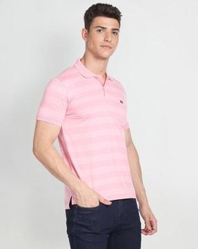 striped cotton polo t-shirt