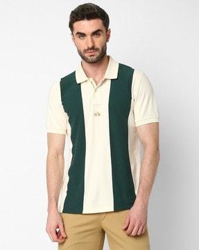 striped cotton polo t-shirt