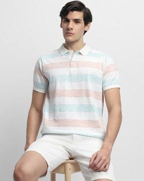 striped cotton polo t-shirt