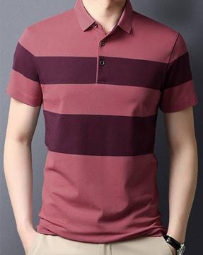 striped cotton polo t-shirt