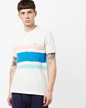 striped cotton polo t-shirt