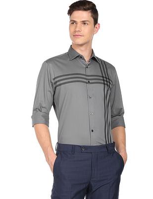 striped cotton regular fit evening shirt