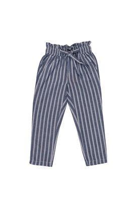 striped cotton regular fit girls trousers - navy