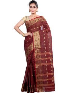 striped cotton saree with contrast border
