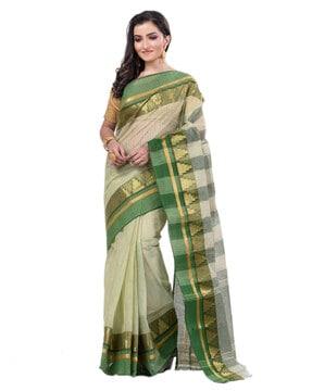 striped cotton saree with contrast border