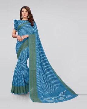 striped cotton saree with zari border