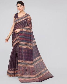 striped cotton saree