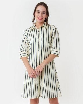 striped cotton shirt dress