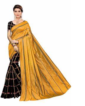 striped cotton silk woven saree with blouse piece