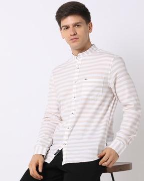 striped cotton slim fit shirt