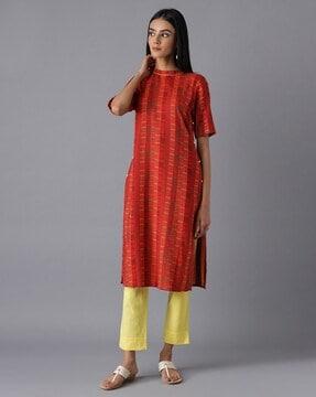 striped cotton straight kurta