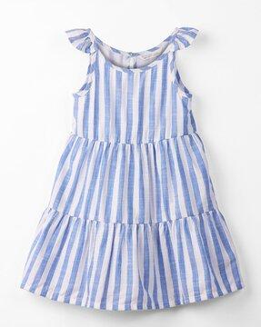 striped cotton tiered dress