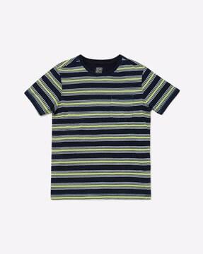 striped crew-neck pocket t-shirt