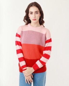 striped crew-neck pullover