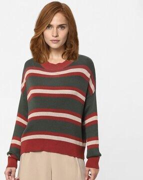 striped crew-neck pullover