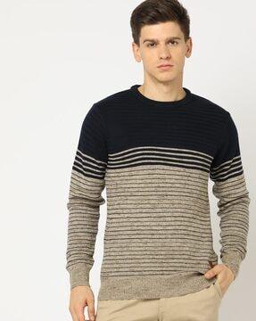 striped crew-neck pullover