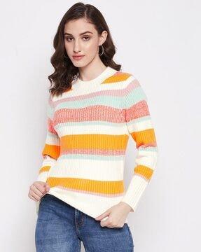 striped crew-neck pullover