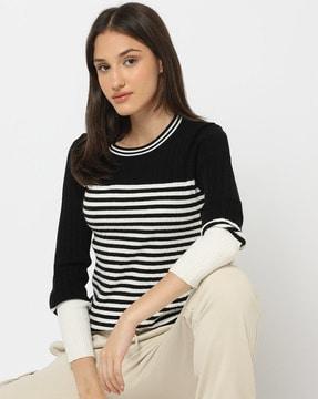 striped crew-neck pullover