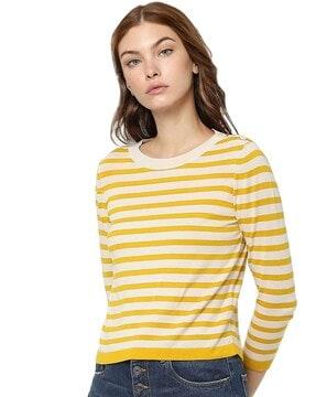 striped crew-neck pullover