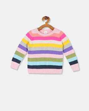 striped crew-neck sweater