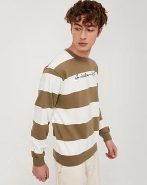 striped crew-neck sweatshirt with full sleeves