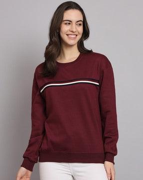 striped crew-neck sweatshirt with ribbed hem