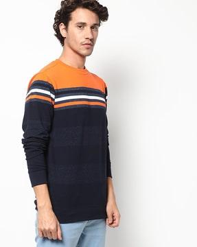 striped crew-neck sweatshirt