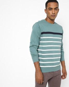 striped crew-neck sweatshirt