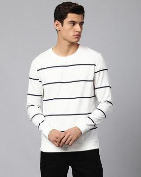 striped crew-neck sweatshirt