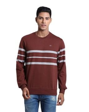 striped crew-neck sweatshirt