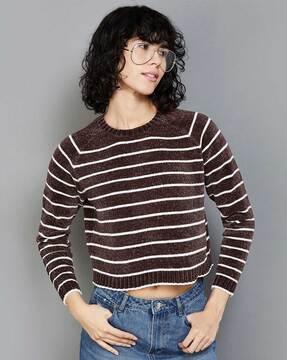 striped crew-neck sweatshirt