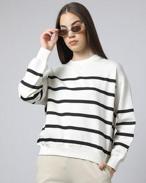 striped crew-neck sweatshirt