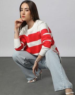 striped crew-neck sweatshirt