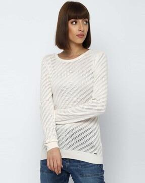 striped crew-neck top