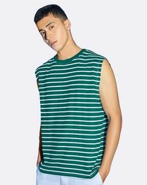 striped crew-neck vest