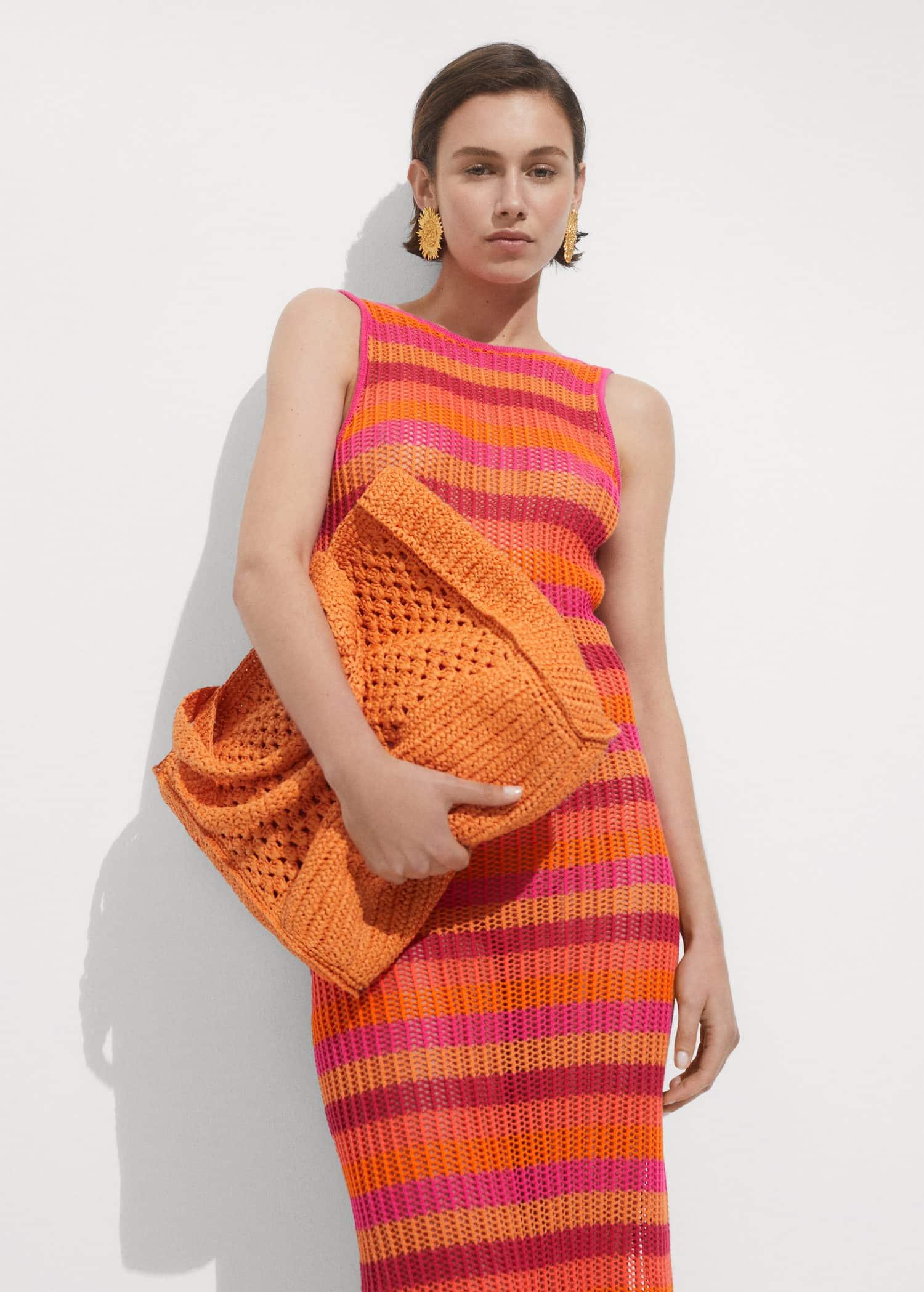 striped crochet dress
