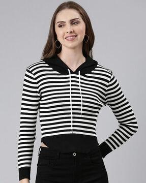 striped cropped hoodie