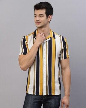 striped cuban collar shirt