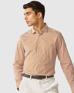 striped cuban-collar shirt