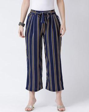 striped culottes with belt